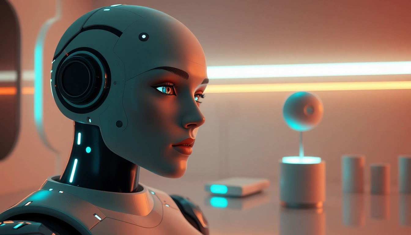 Intimate AI sex concept showing a sophisticated digital companion engaging in a sensual interaction, highlighting modern technology and human connection, accessible for screen readers.