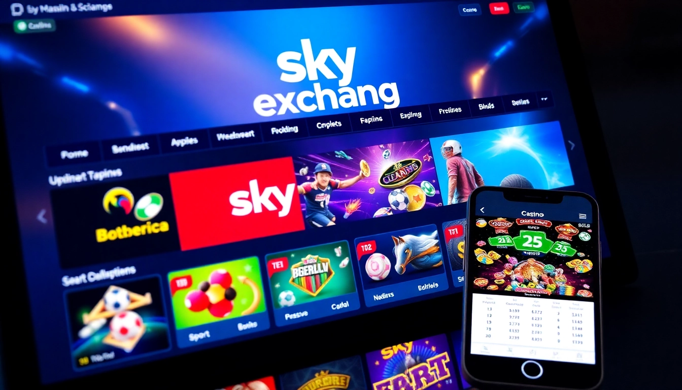 Sky Exchange app displaying live sports betting and casino games on a user-friendly mobile interface, emphasizing safety and excitement for Indian players.