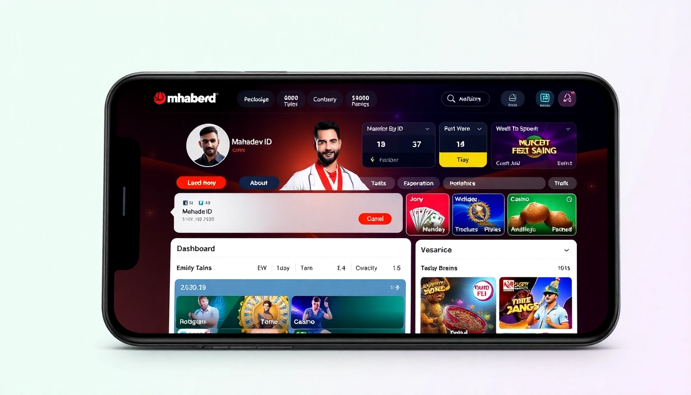 Mahadev ID displayed on a user-friendly betting platform with sports and casino options, emphasizing secure login and real-time betting features.