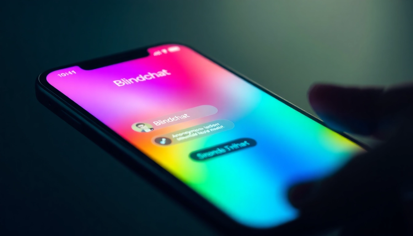 User engaging in blindchat on smartphone, emphasizing anonymity and connection through digital