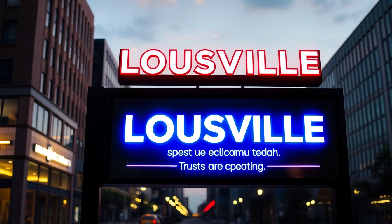 Leading sign company in Louisville showcasing custom storefront signs with vibrant lighting and