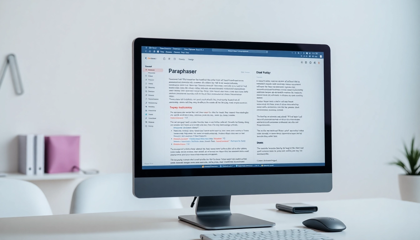 Paraphraser tool transforming text on a computer screen for natural writing and AI detection