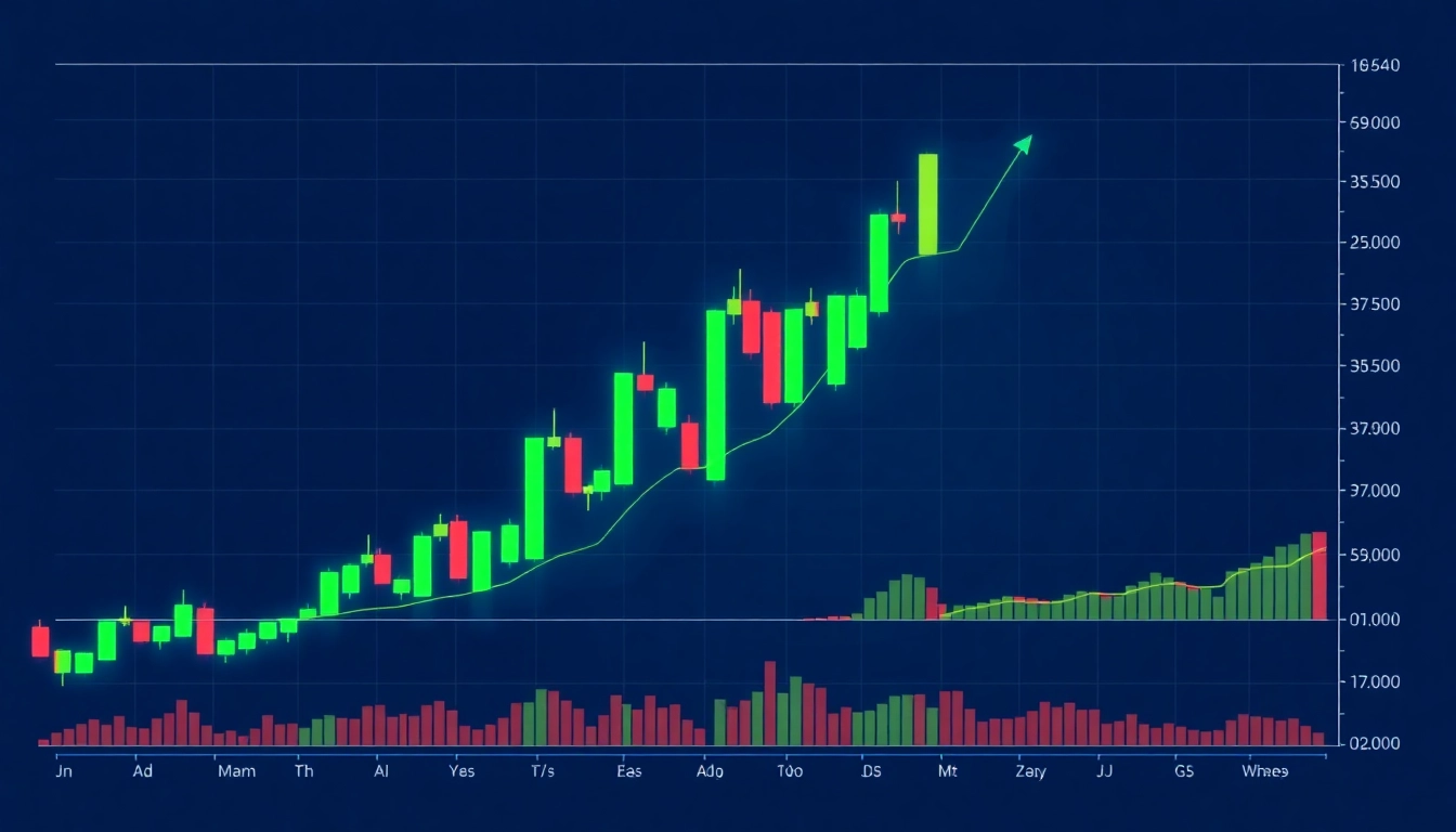 Trading view platform displaying live financial charts with trading indicators and analytics